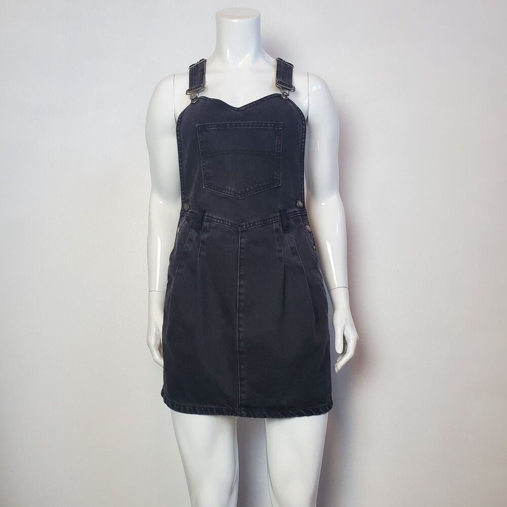 ASOS Black Denim Overall Mini Dress
